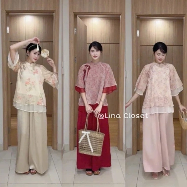Set Bộ Cách Tân Voan Hoa Nhí Cát Tường Kèm Quần Mặc Đi Tết và Đi Chùa 279.000₫