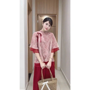 Set Bộ Cách Tân Voan Hoa Nhí Cát Tường Kèm Quần Mặc Đi Tết và Đi Chùa 279.000₫