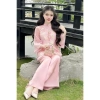 Set bộ gấm hoa nổi thời trang nữ - áo 2 tầng tay lỡ, quần ống suông dài, cúc ngọc, chùa, chơi, cổ tàu - 190.000₫ 2
