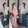 Set bộ tết áo cổ tàu dây cột nơ và quần ống rộng, dễ thương cho nữ đi tiệc lễ chùa tết 5