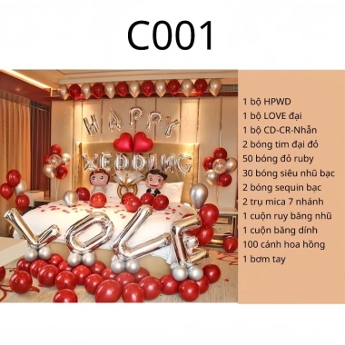 Set Bóng Bay Trang Trí Phòng Cưới Tân Hôn – Giá ưu đãi 118.500₫, chất lượng cao 10