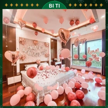 Set bóng bay trang trí phòng cưới tân hôn màu bạc, balloons bi ti - Giá 258.000₫ 7