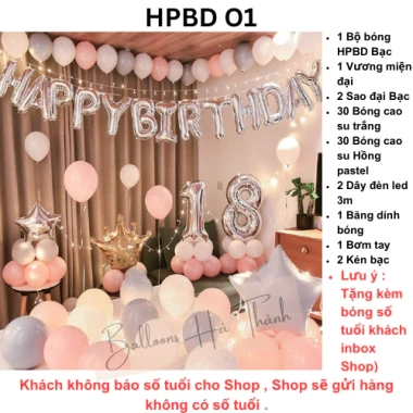 Set bong bóng sinh nhật kèm số tuổi, 99.000đ, trang trí tiệc hoàn hảo