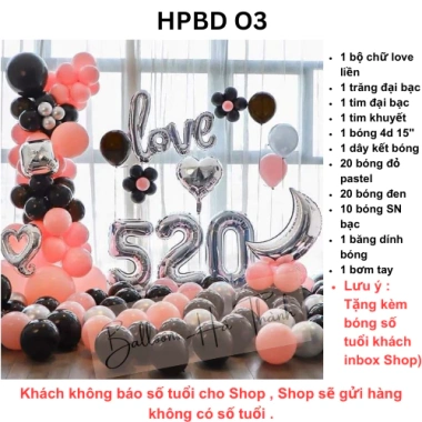 Set bong bóng sinh nhật kèm số tuổi, 99.000đ, trang trí tiệc hoàn hảo