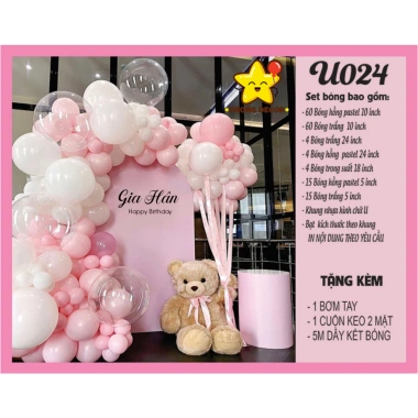 Set bóng sinh nhật kèm khung U bạt - Trang trí bé trai, bé gái, giá 598.500₫