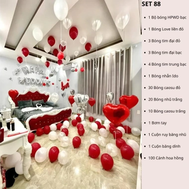 Set Bóng Trang Trí Phòng Cưới, Bóng Bay - Tặng 100 Cành Hoa Hồng Lụa, Giá 119.000đ 9 Set Bóng Trang Trí Phòng Cưới, Bóng Bay - Tặng 100 Cành Hoa Hồng Lụa, Giá 119.000đ 9