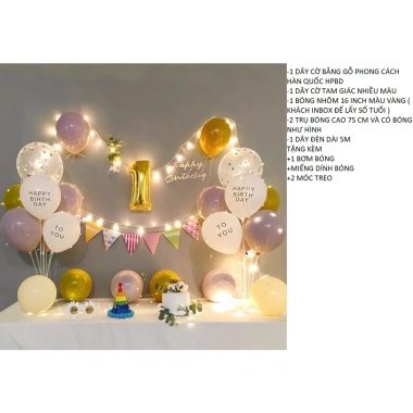 Set Bóng Trang Trí Sinh Nhật Người Lớn Với Đèn LED Số Tuổi Happy Birthday 10