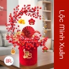Set cắm bình Đào Đông Lộc Minh Xuân Tết 2.026 - Cành hoa, bình trụ nhung đỏ, đón tài lộc, giảm còn 100.000đ 2