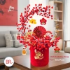 Set cắm bình Đào Đông Lộc Minh Xuân Tết 2.026 - Cành hoa, bình trụ nhung đỏ, đón tài lộc, giảm còn 100.000đ 3