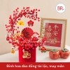 Set cắm bình Đào Đông Lộc Minh Xuân Tết 2.026 - Cành hoa, bình trụ nhung đỏ, đón tài lộc, giảm còn 100.000đ 5