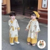 Set Cặp Áo Dài Cách Tân Lụa Họa Tiết Anh Em - Thiết Kế Đẹp Cho Bé Trai & Gái, Giá 129k