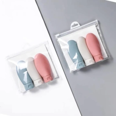 Set chai chiết silicon du lịch TKVA 5.091 – chiết dầu gội, sữa tắm, mỹ phẩm mini, kèm túi zip chống tràn, chỉ 29.000₫