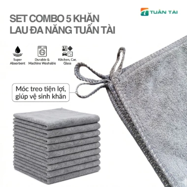 Set Combo 5 Khăn Lau Đa Năng Tuấn Tài - Microfiber Cao Cấp, Giá Ưu Đãi 27.225 4