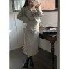 Set Dạ Tweed Sang Chảnh Nữ: Áo Khoác Vest Croptop + Chân Váy Dài Cạp Cao Kiểu Hàn Quốc Thu Đông - Giá Ưu Đãi 669k 6