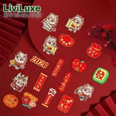 Sét dây liễng treo tết 2.026 LIVILUXE Tag Sticker đa dạng hình cây mai giảm giá 26.000