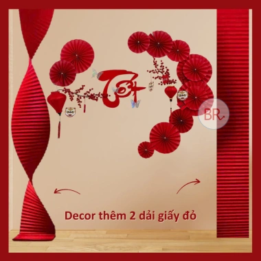 Set decor Tết 2.026: Quạt trang trí nhà, lớp học + Keo dán 2 mặt, phụ kiện Bính Ngọ chỉ 100.000₫