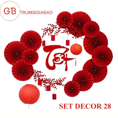 Set Decor Xếp Hình Quạt - Nền Ảnh Cửa Văn Phòng, Trang Trí Tết, Chỉ 145k