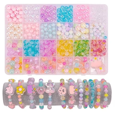 Set DIY Beaded 24 Mảnh Lưới Đồ Chơi & Phụ Kiện Cho Bé Gái - Tự Làm Vòng Tay