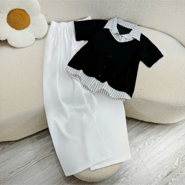 Set đồ bigsize nữ áo cardigan đỏ đô cổ sơ mi và quần ống suông che khuyết điểm 55-92kg giảm còn 148.000đ
