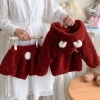 Set đồ đông bé áo khoác lông và quần 2 món màu đỏ Tết Noel, giảm giá 420k 2