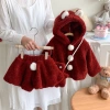 Set đồ đông bé áo khoác lông và quần 2 món màu đỏ Tết Noel, giảm giá 420k 3
