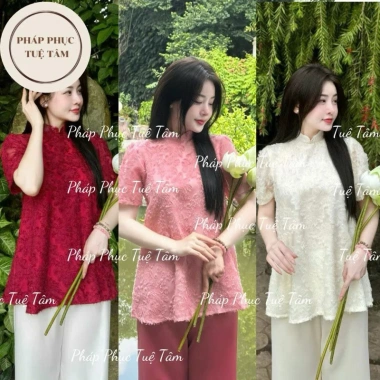 Set đồ lam nữ cách tân Yến Phụng vạt xòe, pháp phục đi chùa lông vũ mềm mại – 175k