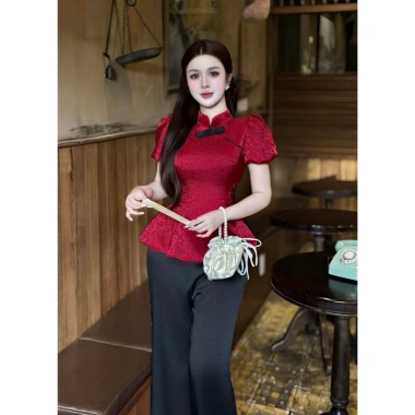 Set đồ nữ chơi tết áo gấm đính nơ phối quần tuyết nhung Ht1.055 - Giá 189.000 VND 4