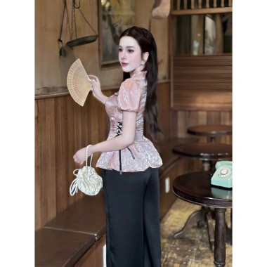 Set đồ nữ chơi tết áo gấm đính nơ phối quần tuyết nhung Ht1.055 - Giá 189.000 VND 7
