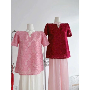 Set đồ Tết áo lông cổ tàu và quần ống rộng, tiểu thư xinh, giá 188.300 VND 8