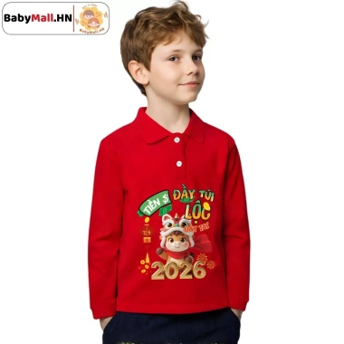 Set Đồ Tết Bính Ngọ 2.026 Mừng Năm Mới Bé Trai Bé Gái BABYMALL - Bộ Thun Polo Dài Tay Giá chỉ 182.000