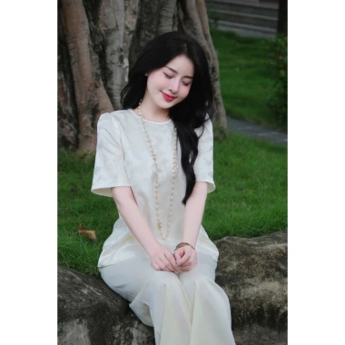 Set đồ tết gấm hoa Tafta sang trọng Bộ đi chùa lễ tết cổ tàu tay bồng lam cách tân giảm giá 245k