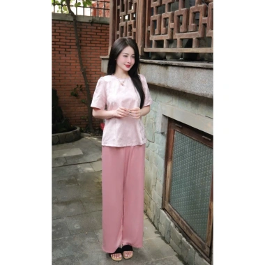 Set đồ tết gấm hoa Tafta sang trọng Bộ đi chùa lễ tết cổ tàu tay bồng lam cách tân giảm giá 245k