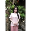 Set đồ tết gấm hoa Tafta sang trọng Bộ đi chùa lễ tết cổ tàu tay bồng lam cách tân giảm giá 245k 9