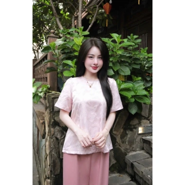 Set đồ tết gấm hoa Tafta sang trọng Bộ đi chùa lễ tết cổ tàu tay bồng lam cách tân giảm giá 245k