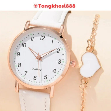 Set đồng hồ + vòng tay dạ quang thời trang Hàn Quốc PVN65.000 cho nữ - Giá 38.675 VND