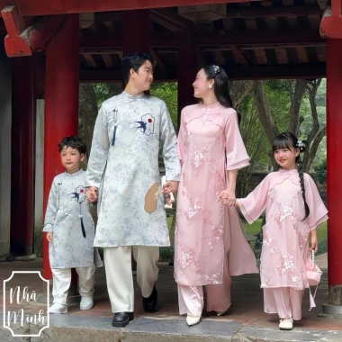 Set gia đình COCANDY áo dài XANH Tùng Minh + HỒNG Nhã E931/E1.091 - 358.000 VND 2