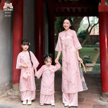 Set gia đình COCANDY áo dài XANH Tùng Minh + HỒNG Nhã E931/E1.091 - 358.000 VND 4