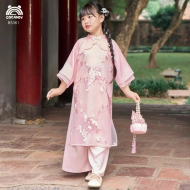 Set gia đình COCANDY áo dài XANH Tùng Minh + HỒNG Nhã E931/E1.091 - 358.000 VND 5