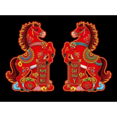 Set Hình Dán Trang Trí Tết Chữ Việt Thần Tài Bính Ngọ 2.026 Size To Giá 65.000 VND