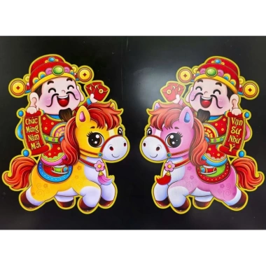 Set Hình Dán Trang Trí Tết Chữ Việt Thần Tài Bính Ngọ 2.026 Size To Giá 65.000 VND