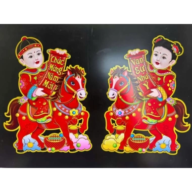 Set Hình Dán Trang Trí Tết Chữ Việt Thần Tài Bính Ngọ 2.026 Size To Giá 65.000 VND