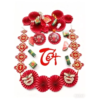 Set Hoa Trang Trí Tết 2.026 Quạt và Tràng Hạt mẫu Tùy Chọn, Giá 110.000 VND 8