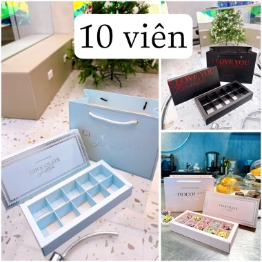 Set Hộp Đựng Socola Valentine Trắng 6 Viên + Túi - Giá 26k, giảm từ 33k, phù hợp cho Nama và Truffle 3