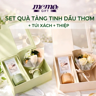 Set Hộp Quà Tinh Dầu Thơm và Hoa Lụa Trang Trí - Quà Tặng 20/10 20/11 Valentine 14/2 8/3 Giá ưu đãi 123.599₫ 2