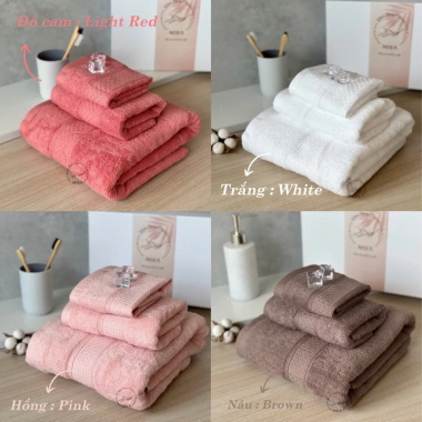 Set Khăn Bông Tắm Cotton Cao Cấp Mềm Mịn Thấm Hút Tốt Hút Nước Nhanh Du Lịch Nhỏ Gọn FreeShip
