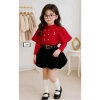 Set mặc Tết bé gái 5 món Juny Kids 10‑35kg: áo giữ nhiệt, áo choàng khuy, quần nhung, đai lưng - 210k 3