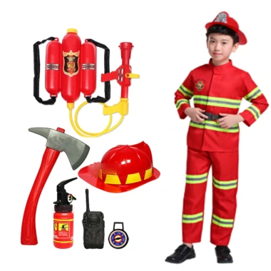 Set Màu Đỏ Trang Phục Hóa Trang Lính Cứu Hỏa Trẻ Em, Phụ Kiện - Giá 61.000₫ 3