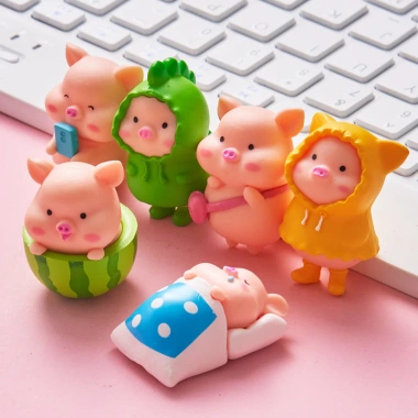 Set mô hình 6 heo + 7 heo mini dễ thương, trang trí bàn làm việc, bàn học, tiểu cảnh - Giá 20.000đ
