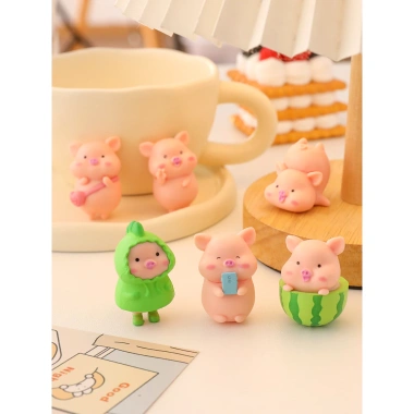 Set mô hình 6 heo + 7 heo mini dễ thương, trang trí bàn làm việc, bàn học, tiểu cảnh - Giá 20.000đ