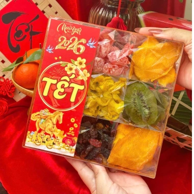 Set Mứt Tết 9 Vị Hộp Vuông Kiwishop - Chỉ 180.000đ, hương vị Tết, quà Tết độc đáo